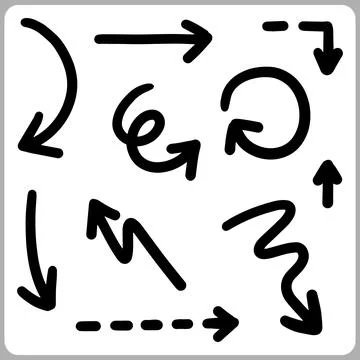 Hand drawn arrows. Abstract Doodle Arrows Thin Line Black イラスト素材