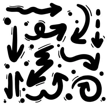 Hand drawn arrows. Abstract Doodle Arrows Thin Line Black イラスト素材