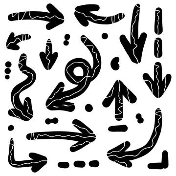 Hand drawn arrows. Abstract Doodle Arrows Thin Line Black 스톡 일러스트