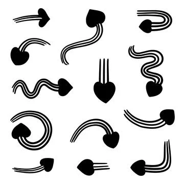 Hand drawn arrows. Abstract Doodle Arrows Thin Line Black Stock Illustration