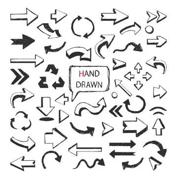 Hand Drawn arrows big set Vector Hand Drawn arrows big set isolated on a w... Stock Photos