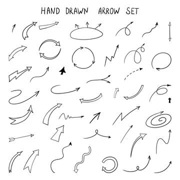 Hand drawn arrows doodle set. Vector Sketch 스톡 일러스트