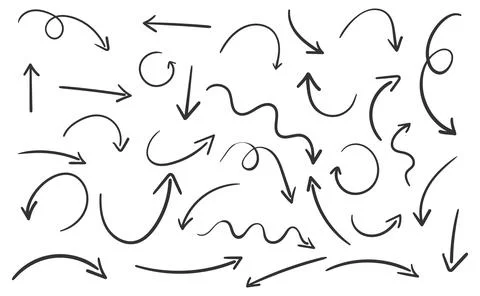 Hand drawn arrows indicating direction Stock Illustration
