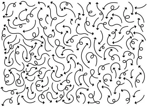 Hand drawn arrows lines in different directions Stock Illustration