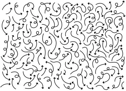 Hand drawn arrows lines in different directions Stock Illustration