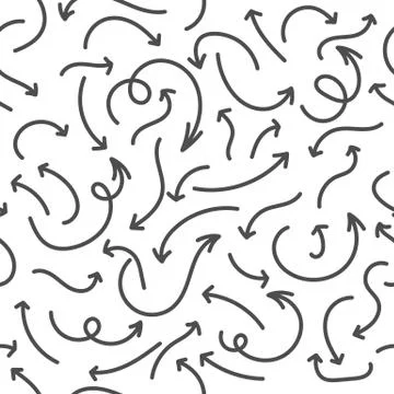 Hand drawn arrows seamless pattern. Creative abstract background. Vector Stock Illustration