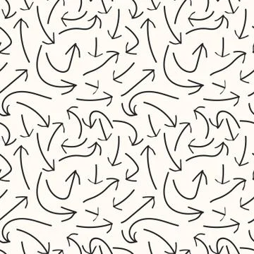 Hand drawn arrows seamless pattern. Creative abstract background. Vector illu Illustrazione stock