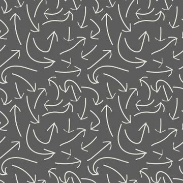 Hand drawn arrows seamless pattern on gray background. Creative abstract back Illustrazione stock