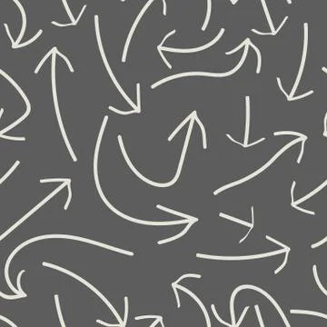 Hand drawn arrows seamless pattern on gray background. Creative abstract back Stock Illustration