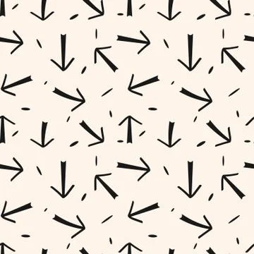 Hand drawn arrows seamless pattern. Creative abstract background. Vector illu Stock Illustration