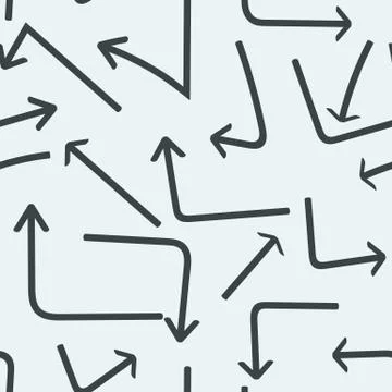 Hand drawn arrows seamless pattern on white background. Creative abstract bac Stock Illustration