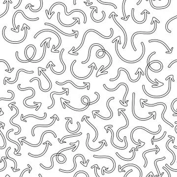 Hand drawn arrows seamless pattern. Creative abstract background. Vector Stock Illustration