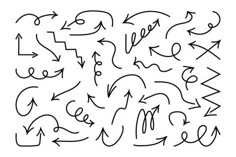 Hand drawn Arrows set with editable stroke. Vector icons sketch design for bu Stock Illustration