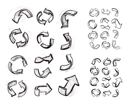 Hand drawn arrows set Hand-drawn arrow doodles on white background Copyrig... Stock Photos