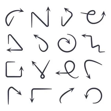 Hand drawn arrows set. Illustrazione stock