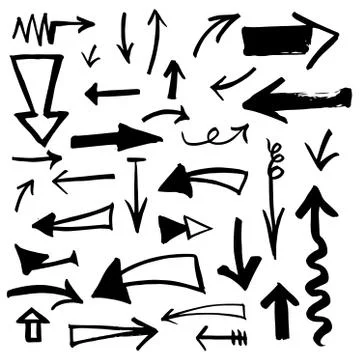 Hand-drawn arrows set. 스톡 일러스트
