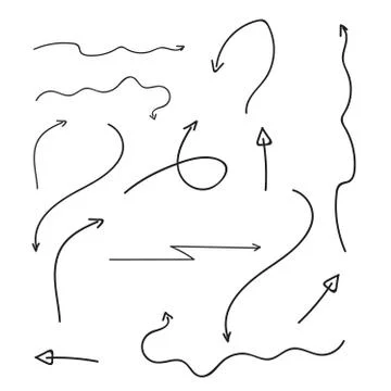 Hand drawn arrows set. Sketch hand draw arrows vector Stock Illustration