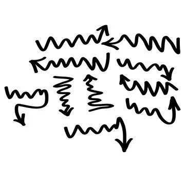 Hand drawn arrows set on a white background. Vector art. Illustrazione stock