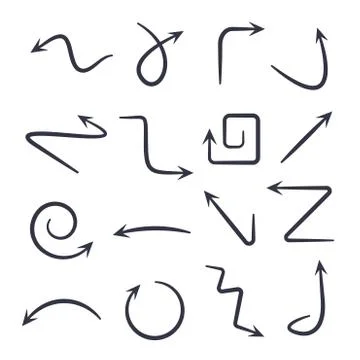 Hand drawn arrows. Vector hand drawn arrows set isolated on white. Stock-Illustration