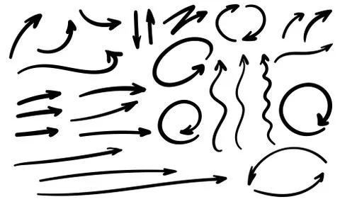 Hand drawn arrows vector icons for presentation graph and chart elements. Vec Stock Illustration