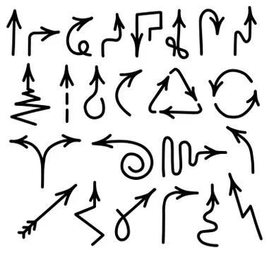 Hand Drawn Arrows, Vector Illustration Stock Illustration