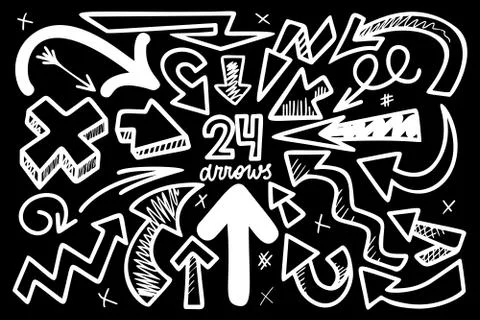 Hand drawn arrows vector illustration set Stock Illustration