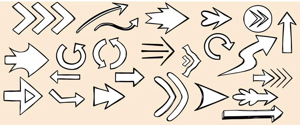 Hand drawn arrows vector illustration Stock Illustration