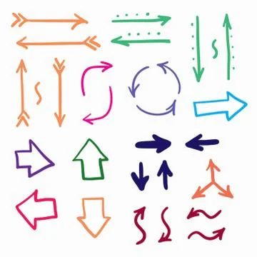 Hand drawn arrows vector set icon illustration. Stock Illustration