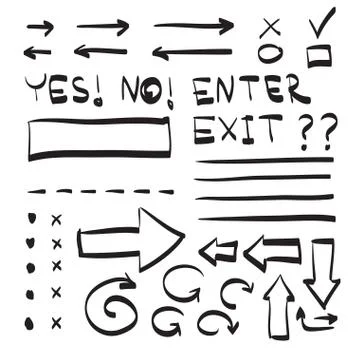 Hand drawn arrows vector set icon illustration. Stock Illustration