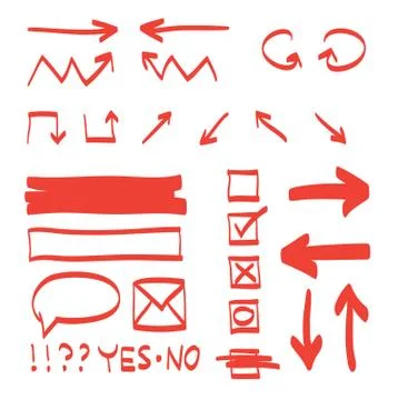 Hand drawn arrows vector set icon illustration. Stock Illustration