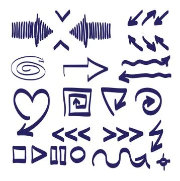 Hand drawn arrows vector set icon illustration. Illustrazione stock