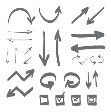 Hand drawn arrows vector set icon illustration. Stock Illustration