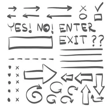 Hand drawn arrows vector set icon illustration. Stock Illustration