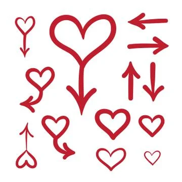 Hand drawn arrows vector set icon illustration. Stock Illustration