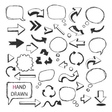 Hand Drawn arrows,speech bubbles Stock Illustration