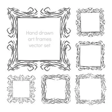 Hand drawn art frames Stock Illustration