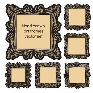 Hand drawn art frames Stock Illustration