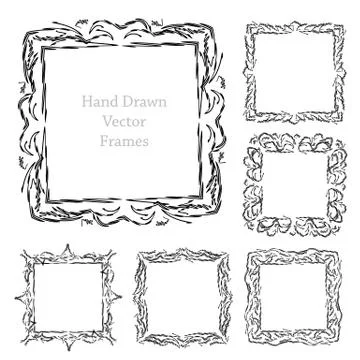 Hand drawn art frames Stock Illustration
