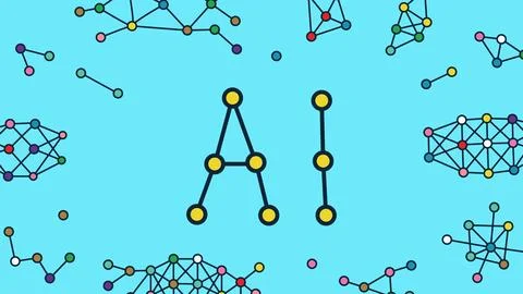 Hand drawn Artificial intelligence backdrop. AI banner. Stock Illustration