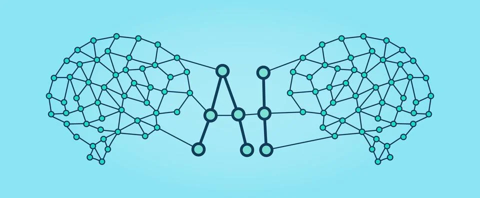 Hand drawn Artificial intelligence backdrop. AI banner. Stockillustratie