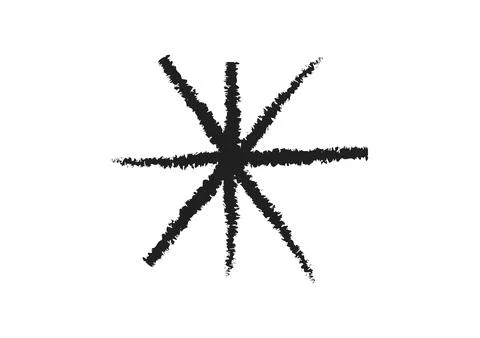 Hand Drawn Asterisk Starburst Doodle Icon Sketch Symbol Isolated on White B.. Stock Illustration