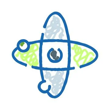 Hand drawn atom icon for scientific concepts Stock Illustration