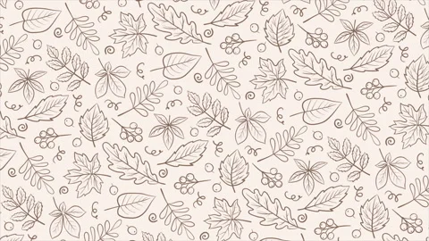 Hand drawn autumn leaves background on a seamless loop Stock Footage 317813430