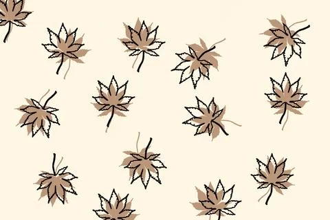 Hand Drawn Autumn Maple Leaf Seamless Pattern Illustration Background Stock Illustration