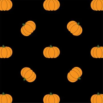 Hand drawn autumn pattern with pumpkins for Harvest festival, Thanksgiving day Stock Illustration