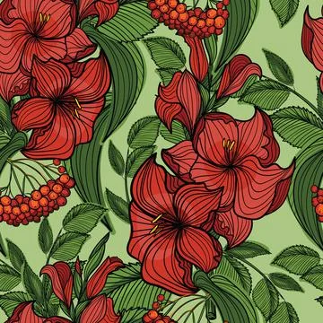 Hand drawn autumn vector pattern. Autumn colors and strokes. Stock Illustration