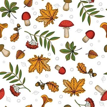 Hand drawn autumn vector pattern. Autumn colors and strokes. Stock Illustration