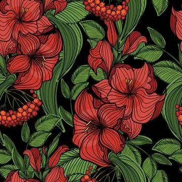 Hand drawn autumn vector pattern. Autumn colors and strokes. Stock Illustration