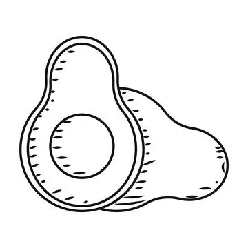 Hand-drawn avocado icon representing Mexican food Vector Stock Illustration