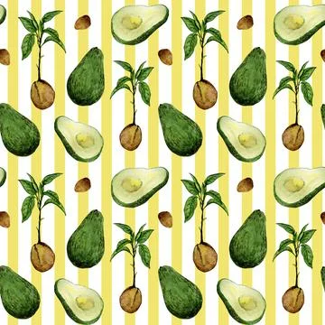 Hand drawn avocado pattern design Stock Illustration